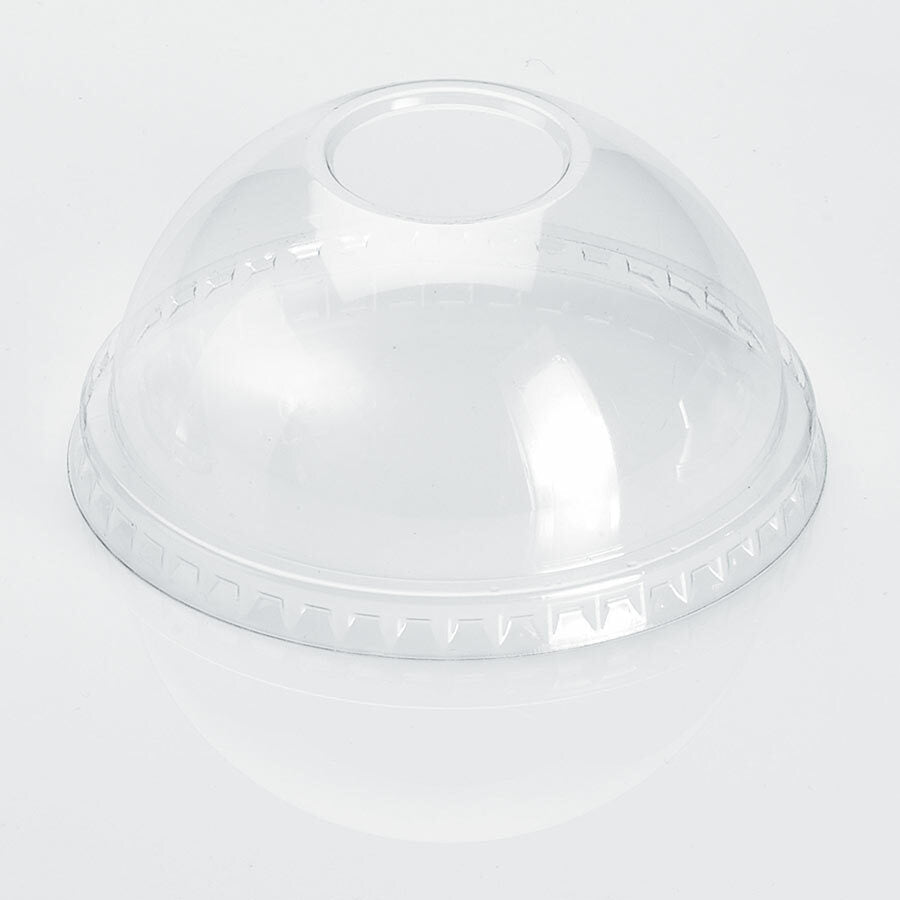 PET Dome Lid with Hole for 14-24oz PET cup 98mm 1000ct - Van Leeuwen